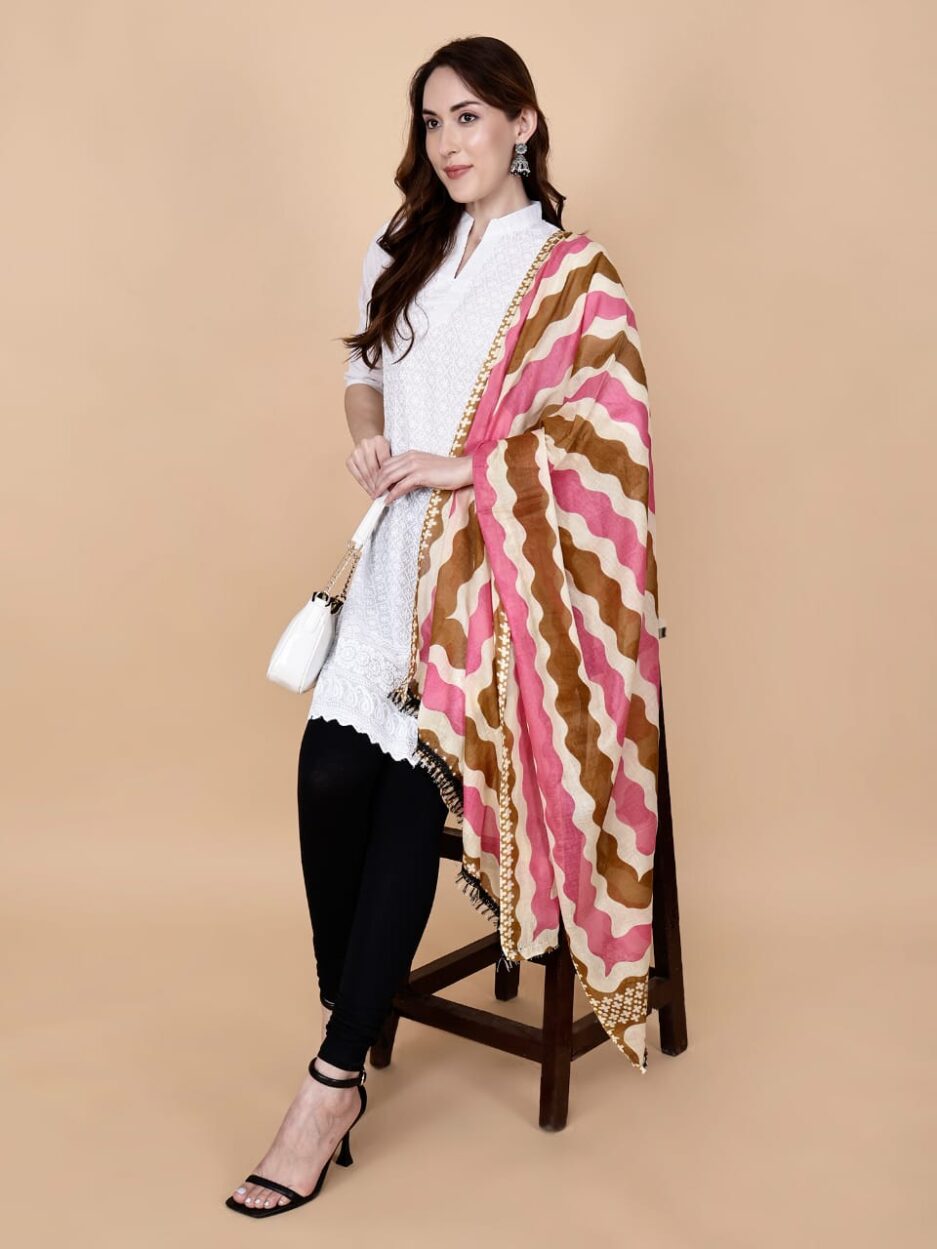 Buy Online Printerd Duppata Cotton Multi Color - PrettyLady