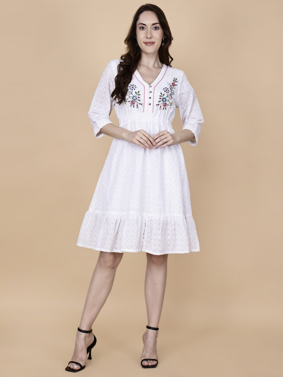 Short Dress White P Strechable - Right