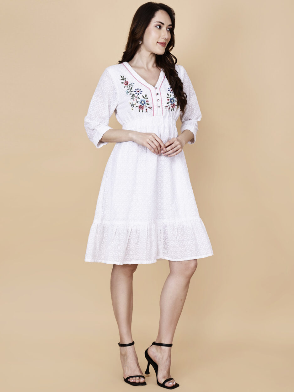 Short Dress White P Strechable - Right