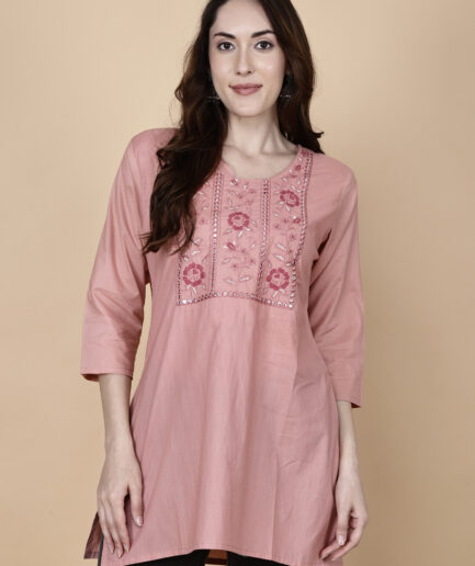 Buy Online Short Kurti in Onion Pink