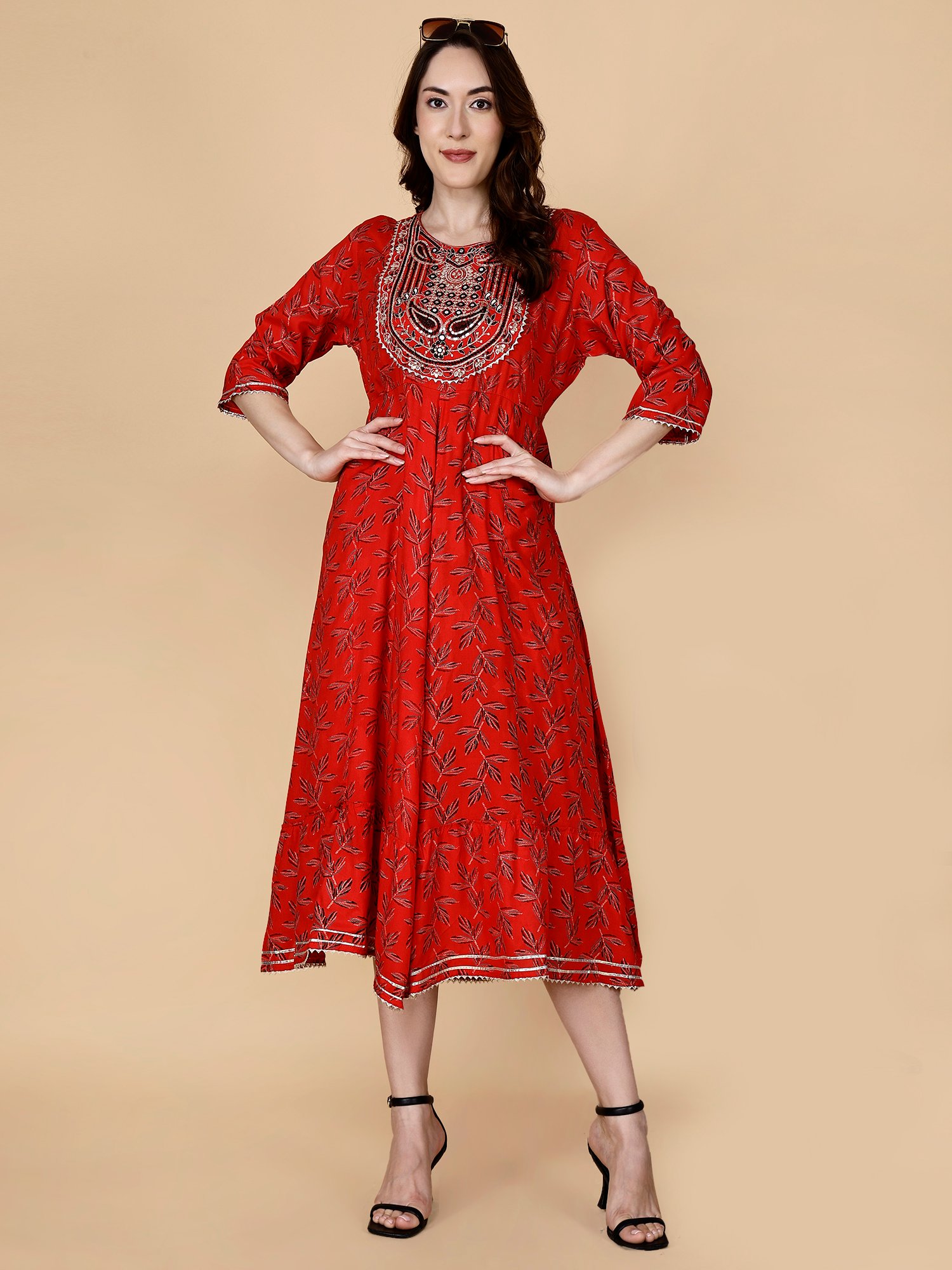 A-Line Kurta Red A-Line Kurta Red