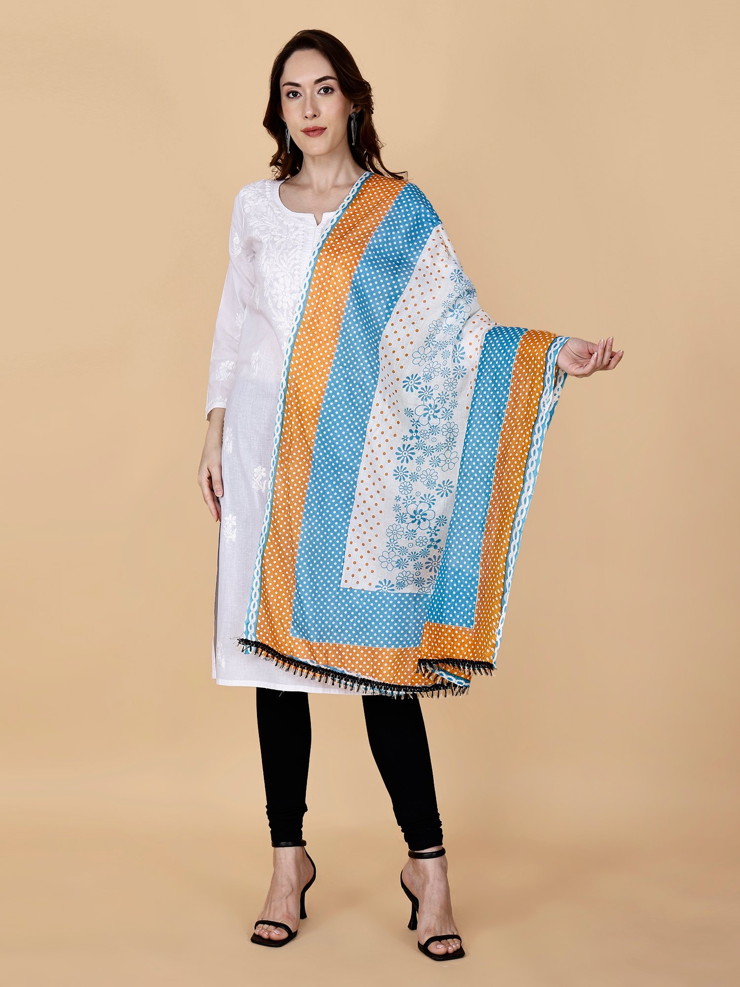 Pure Cotton Polka Print Dupatta Pure Cotton Polka Print Dupatta